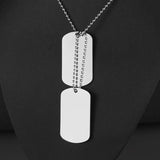 Engraved Dog Tag Military Photo ID Name Necklace