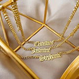 Old English Name Necklace Stainless Steel Cuban Chain Personalized Pendant