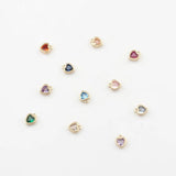 Mini Copper Plated Heart Charms Inlaid Zircon 6pcs