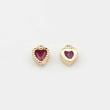 Mini Copper Plated Heart Charms Inlaid Zircon 6pcs