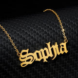 Personalized Old English Nameplate Necklace Stainless Steel Pendant Chain