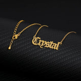Personalized Old English Nameplate Necklace Stainless Steel Pendant Chain