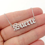 Personalized Old English Nameplate Necklace Stainless Steel Pendant Chain
