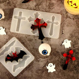 Halloween Ghost BAT Cross Epoxy Resin Mold DIY Ornaments Silicone Mold