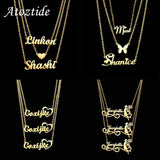 Atoztide 3 Layer Personalized Names Pendant Necklace for Men Women