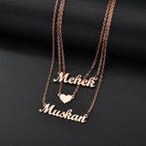 Atoztide 3 Layer Personalized Names Pendant Necklace for Men Women