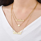 Atoztide 3 Layer Personalized Names Pendant Necklace for Men Women
