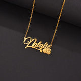 Atoztide Name Necklace Charm Stainless Steel Choker Flower Gift