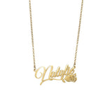 Atoztide Name Necklace Charm Stainless Steel Choker Flower Gift