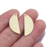 20Pcs Brass Half Circle Round Tags Texture Moon Charms DIY Jewelry Making