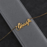 Atoztide Stainless Steel Name Necklace Crown Butterfly Pendant