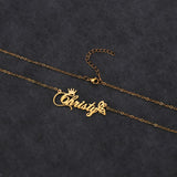 Atoztide Stainless Steel Name Necklace Crown Butterfly Pendant