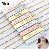Personalized Bar Necklace for Women Stainless Steel ID Choker
