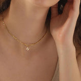 Custom Initial Name Choker Necklace, Zirconia Letter