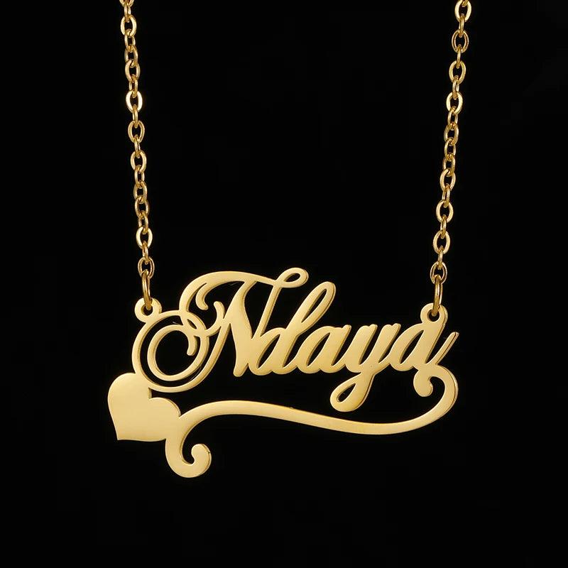 Personalized Stainless Steel Lace Pendant Heart Letter Necklace