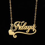 Personalized Stainless Steel Lace Pendant Heart Letter Necklace