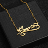 Personalized Stainless Steel Lace Pendant Heart Letter Necklace