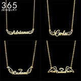 Stainless Steel Necklace Angel Wings Nameplate Choker Birthday Jewelry