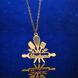 Atoztide Custom Cooking Name Necklace Letter Nameplate Chain