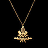 Atoztide Custom Cooking Name Necklace Letter Nameplate Chain