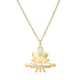 Atoztide Custom Cooking Name Necklace Letter Nameplate Chain
