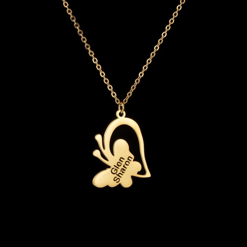 Atoztide Name Heart Pendant Necklace Stainless Steel Unisex Chain Jewelry