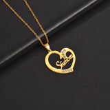 Atoztide Name Heart Pendant Necklace Stainless Steel Unisex Chain Jewelry