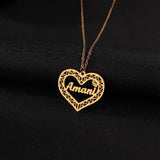 Atoztide Name Heart Pendant Necklace Stainless Steel Unisex Chain Jewelry