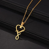 Atoztide Name Heart Pendant Necklace Stainless Steel Unisex Chain Jewelry