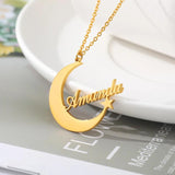 Personalized Moon Star Name Necklace Pendant Choker Jewelry