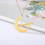 Personalized Moon Star Name Necklace Pendant Choker Jewelry