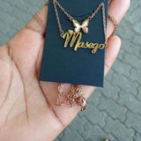 Double Layer Butterfly Initial Name Necklace for Women