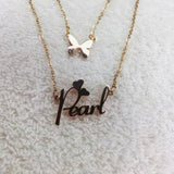 Double Layer Butterfly Initial Name Necklace for Women