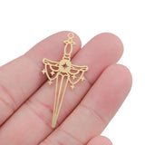 4Pcs Brass Sword Charms w Star Knight's Sword Pendant For DIY Jewelry Making