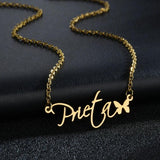 Butterfly Name Choker Chain Stainless Steel Pendant Necklace