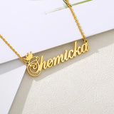 Queen Necklace For Women Personalized Birthday Crown Name Pendant Jewelry