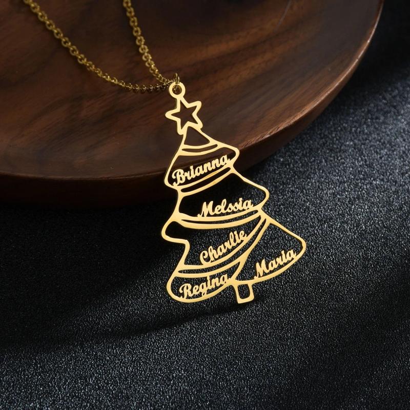 Personalized Family Tree Necklace Stainless Steel Pendant