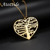 Personalized Family Tree Necklace Stainless Steel Pendant