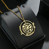 Personalized Family Tree Necklace Stainless Steel Pendant