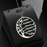 Personalized Family Tree Necklace Stainless Steel Pendant