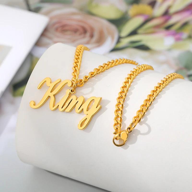Name Necklace Pendant Stainless Steel Cuban Chain Personalized Choker