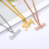 Name Necklace Pendant Stainless Steel Cuban Chain Personalized Choker