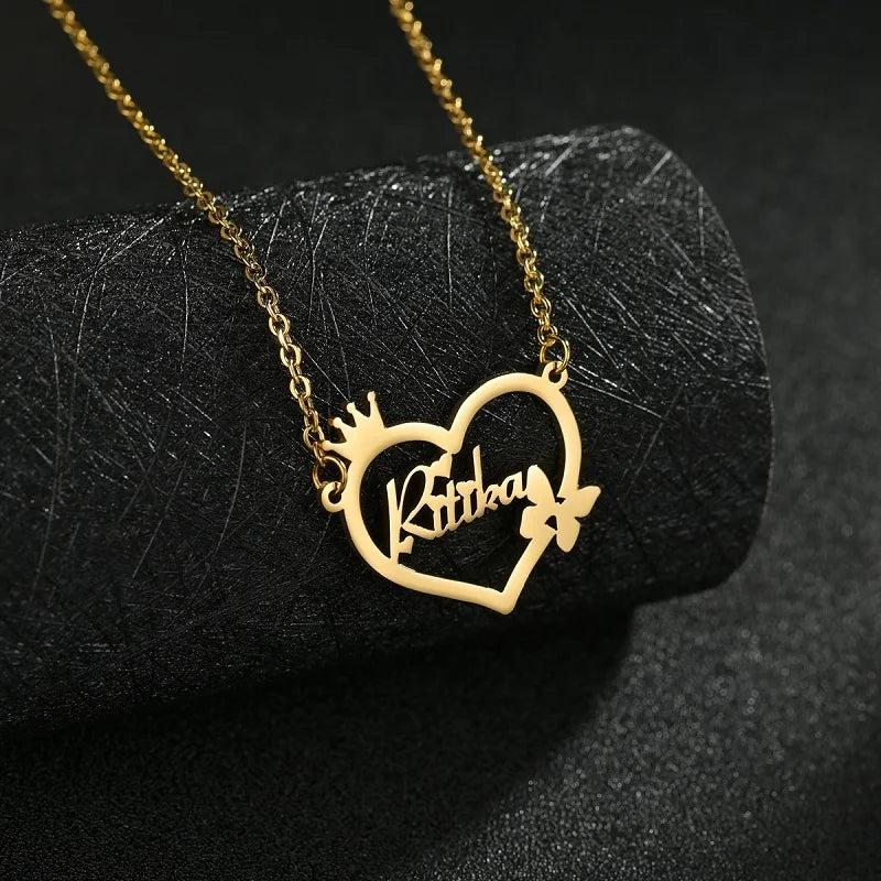 Heart Name Necklace Personalized Jewelry Stainless Steel
