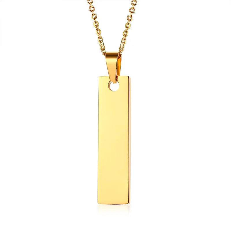 Personalized Women Bar Necklace Stainless Steel Charm Collar