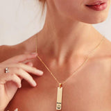 Personalized Women Bar Necklace Stainless Steel Charm Collar