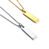 Personalized Women Bar Necklace Stainless Steel Charm Collar