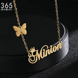 Personalized Butterfly Nameplate Necklace