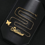 Personalized Butterfly Nameplate Necklace
