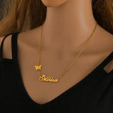 Personalized Butterfly Nameplate Necklace