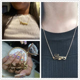 Raexrage Heart Name Necklace Stainless Steel Double Link Chain